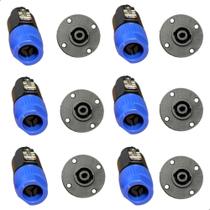 Kit 12 Conector Plug Speakon Macho Femea 4 Polos