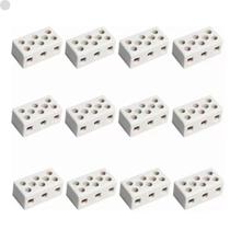 Kit 12 Conectores Porcelana Tripolar Tipo Sindal 10mm Fertak