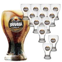 Kit 12 Copo Chopp Brahma Black Oficial Bar e Restaurante 430mL Vidro Resistente Com Logo Cerveja Escura