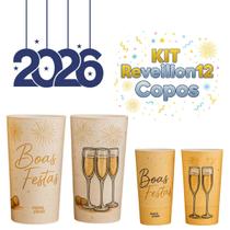 Kit 12 Copo Long Drink 350ml Plástico Branco Ano Novo Brinde, Festa, Réveillon, Decoração Kit 12 Copo Long Drink 350ml Plástico Branco Ano Novo Brinde, Festa, Réveillon, Decoração