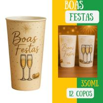 Kit 12 Copo Long Drink 350ml Plástico Branco Ano Novo Brinde, Festa, Réveillon, Decoração Kit 12 Copo Long Drink 350ml Plástico Branco Ano Novo Brinde, Festa, Réveillon, Decoração