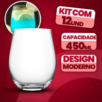 Kit 12 Copos de Vidro 450 ml Design Moderno, Redondo, Resistente e Transparente Para Bebidas, Dr Kit 12 Copos de Vidro 450 ml Design Moderno, Redondo, Resistente e Transparente Para Bebidas, Dr