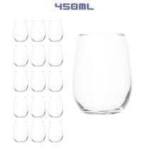 Kit 12 Copos de Vidro 450ml California Redondo Transparente