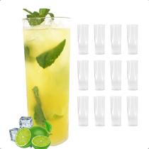 Kit 12 Copos Long Drink 340ml Acrílico Transparente Festas