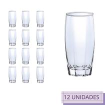 Kit 12 Copos Luxo 370ml Florida Vidro Transparente Grosso Água