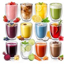 Kit 12 Copos Parede Dupla de Vidro 380 ml Cafe Cha Copo Duplo Isolante Térmico Kit 12 Copos Parede Dupla de Vidro 380 ml Cafe Cha Copo Duplo Isolante Térmico