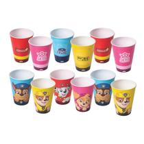 Kit 12 copos patrulha canina 270 ml para lembrançinhas de aniversário colecionável reutilizável resistente