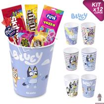 Kit 12 Copos Plástico Bluey Festa Infantil Decoração Lembrancinha Aniversário