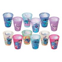 Kit 12 copos Stitch 280 ml para lembrançinhas de aniversário colecionável reutilizável resistente - Plasútil