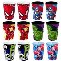 Kit 12 Copos Suco Refri Dc e Marvel Lembrança Festa Infantil