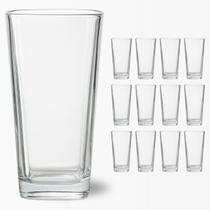 Kit 12 Copos Vidro 260ml Transparente Venice Base Quadrada Suco