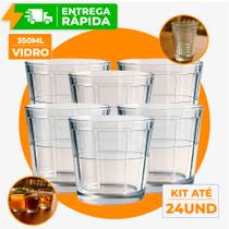 Kit 12 Copos Vidro 350ml Reforçado para Suco Água Caipirinha Whisky Drinks Mesa Posta Transparente