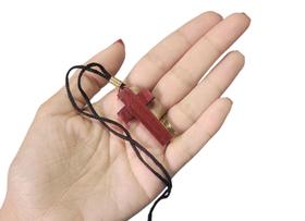 Kit 12 Cordão Crucifixo Jesus Simples Madeira Colar