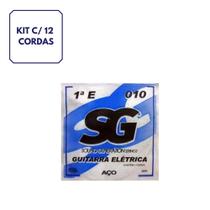 KIT 12 Cordas AÇo P/guitarra 1a Mi 010 Sg 5093