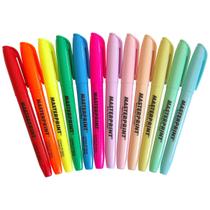 Kit 12 Cores Caneta Marca Texto com Ponta Chanfrada 6 Cores Neon + 6 Cores Tom Pastel Masterprint MP612 Kit 12 Cores Caneta Marca Texto com Ponta Chanfrada 6 Cores Neon + 6 Cores Tom Pastel Masterprint MP612