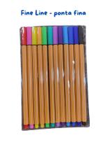 Kit 12 cores Fine Line lettring ponta fina lindas cores desenho desenhar titulos escola volta as aulas