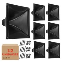 Kit 12 Corneta LC 015 Retangular Driver Som Com Parafusos