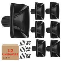 Kit 12 Cornetas LC 07-DH200 Retangular Com Parafusos Preta