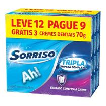 Kit 12 Creme Dental Sorriso Tripla Limpeza Completa 70g Cada