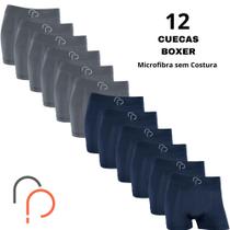 Kit 12 Cueca Box Boxer Masculina RP Basic Microfibra Elastano Adulto Lisa Conforto