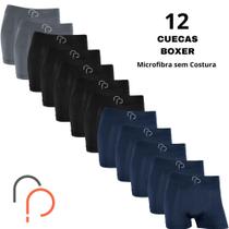 Kit 12 Cueca Box Boxer Masculina RP Basic Microfibra Elastano Adulto Lisa Conforto