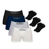 Kit 12 Cuecas Boxer Algodão Sem Costura Zorba + 3 Pares de Meias