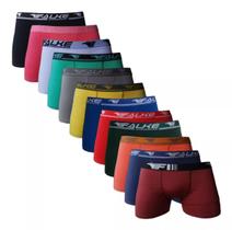 Kit 12 Cuecas Boxer Falke Microfibra Masculina Cores Variadas 90% Poliéster 10% elastano