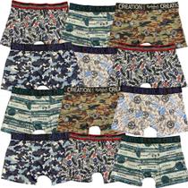 Kit 12 Cuecas Boxer Fristyle Em Microfibra Estampada Adulto