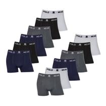 Kit 12 Cuecas Boxer Masculina Polo Wear Lisas Conforto