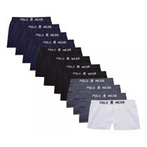 Kit 12 Cuecas Boxer Polo Wear Infantil Menino Poliéster Sem Costura Cueca Box Confortável