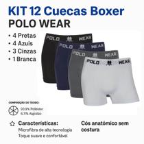 Kit 12 Cuecas Masculinas Boxer Polo Wear sem costura