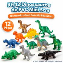 Kit 12 Dinossauros de PVC Mini 5cm Brinquedo Infantil Educativo Colorido Kit 12 Dinossauros de PVC Mini 5cm Brinquedo Infantil Educativo Colorido