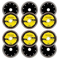 Kit 12 Disco de Serra Circular Diamantado 4" para Granito Mármore Concreto 110mm Prata Cinza
