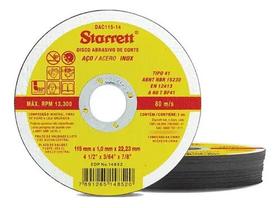 Kit 12 Discos Corte Metal Aço Inox Dac11514 115mm Starrett Kit 12 Discos Corte Metal Aço Inox Dac11514 115mm Starrett