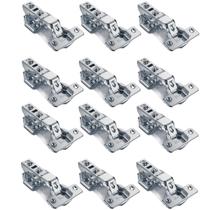 Kit 12 Dobradiça Para Armário 165 Graus 35mm Curva Com Pistão Clip-On Kit 12 Dobradiça Para Armário 165 Graus 35mm Curva Com Pistão Clip-On