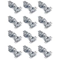 Kit 12 Dobradiça Para Armário 165 Graus 35mm Reta Com Pistão Clip-On