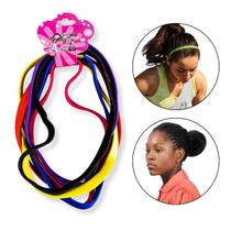 Kit 12 Elástico Colorido Faixa Cabelo Unissex Esporte Estilo Hair Penteado Cabelo Amarrado Franja Corrida Academia Exercício Atividade Look