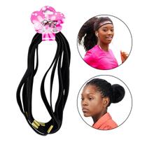 Kit 12 Elástico Preto Faixa Arco Cabelo Masculino Feminino Hair Penteado Cabelo Amarrado Franja Corrida Academia Exercício Atividade Look Unissex