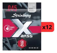 Kit 12 Encordoamentos Contra Baixo Strinberg 4 Cordas Sb-45