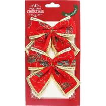 Kit 12 Enfeite Laços Natalino Vermelho árvore Natal De 12cm
