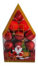 Kit 12 Enfeites Bolinhas De Natal Vermelha Casinha Bolas Top Kit 12 Enfeites Bolinhas De Natal Vermelha Casinha Bolas Top