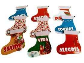 Kit 12 Enfeites Botas de Natal MDF para árvores de natal