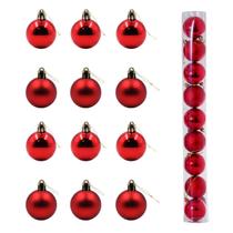 Kit 12 Enfeites De Pendurar Para Árvore De Natal Bolas Natalinas Vermelhas Brilhantes E Foscas - Wincy