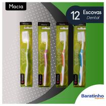 Kit 12 Escova Dental Macia Dupla Ação C/ Protetor De Cerdas - Segma