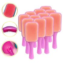 Kit 12 Escova Pente Cabelo Raquete Flex Mágica Glitter Cores