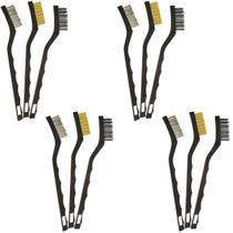 Kit 12 Escovas Aço Multiuso Aço Latão Nylon Cabo Plástico Kit 12 Escovas Aço Multiuso Aço Latão Nylon Cabo Plástico