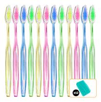 Kit 12 Escovas De Dente Grande Cerdas Duras Capa Proteção