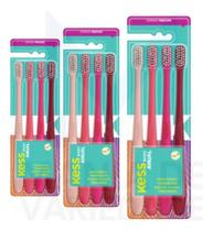 Kit 12 Escovas De Dente Kess Basic Cerdas Macias Rosa