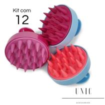 Kit 12 Escovas Massageadora Capilar Silicone Antiqueda