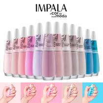 Kit 12 Esmalte Impala Tons Pasteis Rosa e Verde Cremoso Esmaltes Atacado